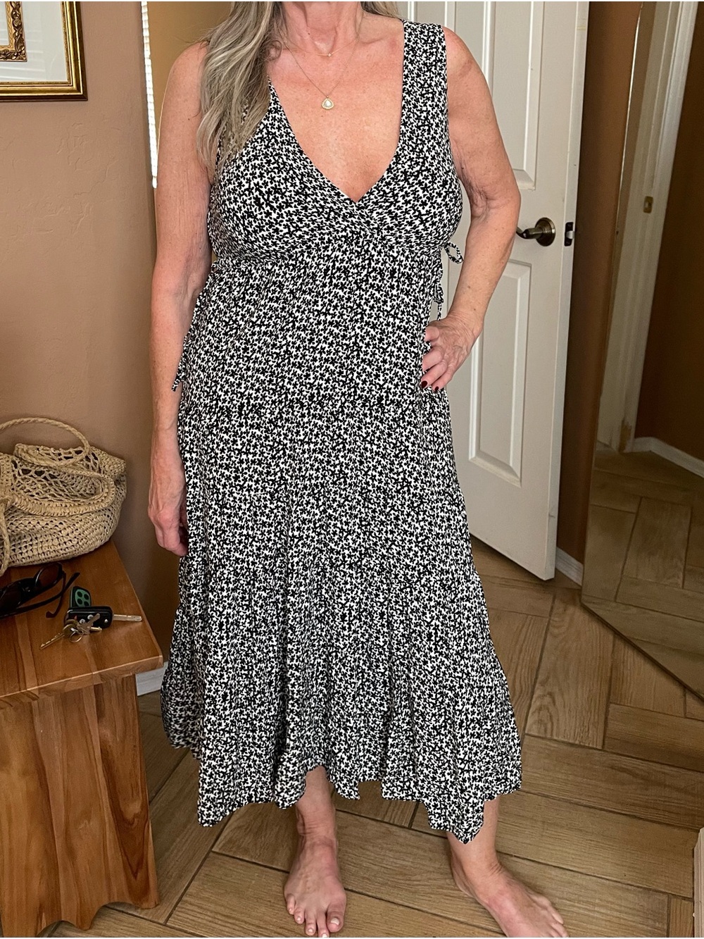 Max Studio Black & White Floral Maxi Dress